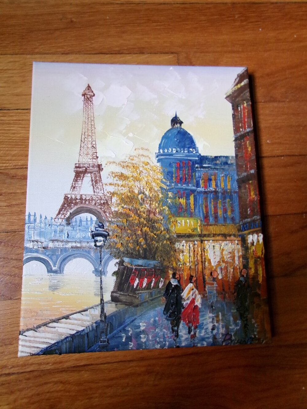 Romantic French coquette handpainted Epcot Paris Eiffel tower canvas picture